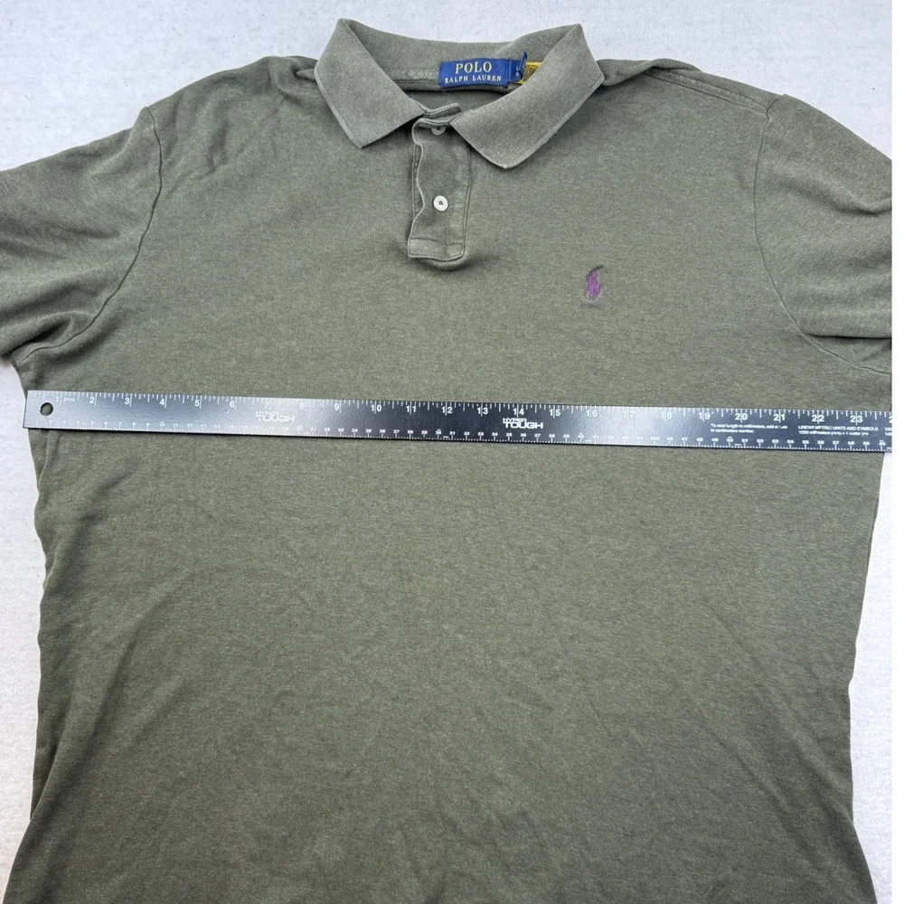 Polo Ralph Lauren Mens Large Green‎ Cotton Polo Shirt Purple Pony Preppy money